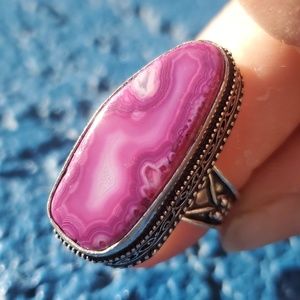 New Solar Quartz Agate 925 Silver Ring.